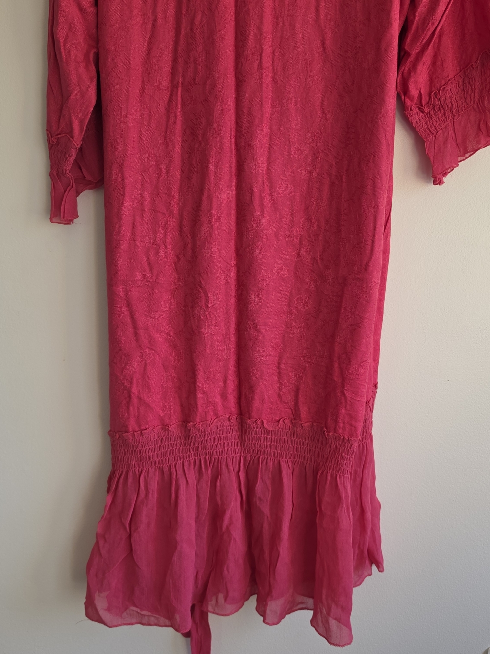 April Cornell Wrap Boho Sheer Ruffle Rayon Midi Dress Damask Woven Rayon Medium - Picture 12 of 14